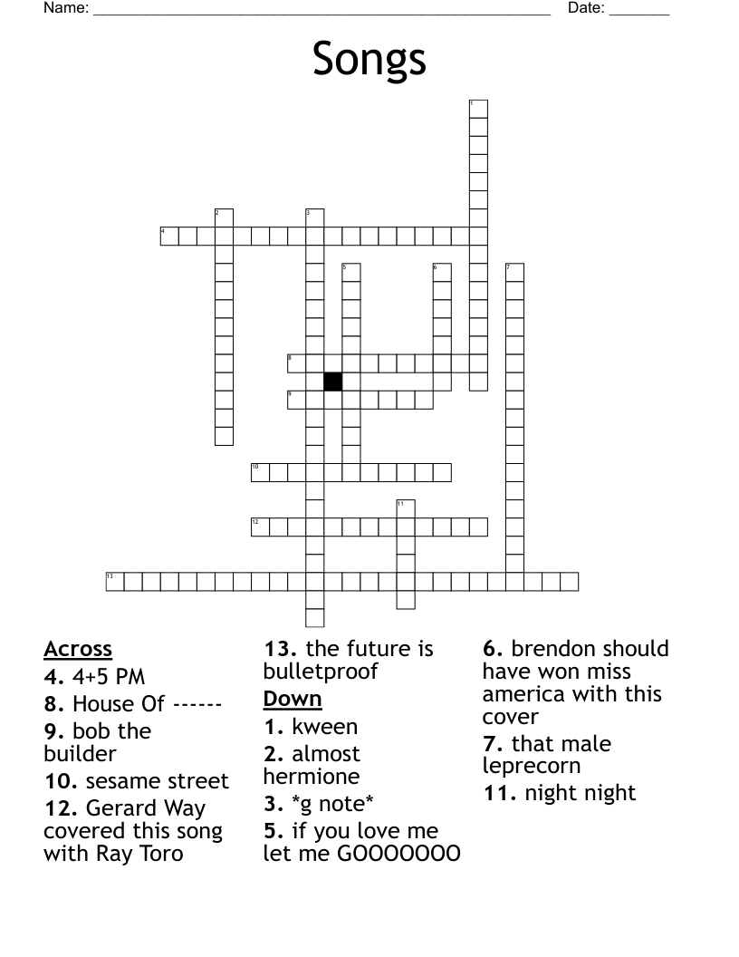 Songs Crossword