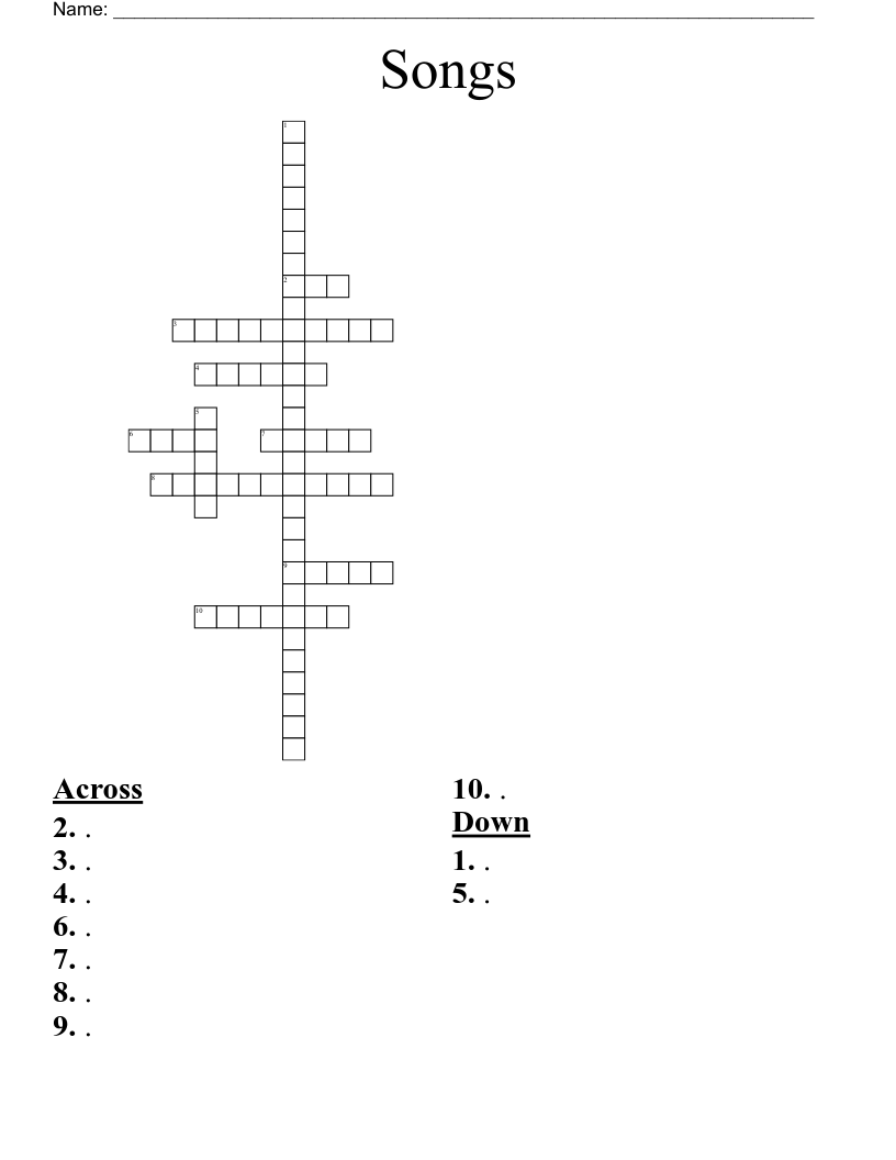 Songs Crossword