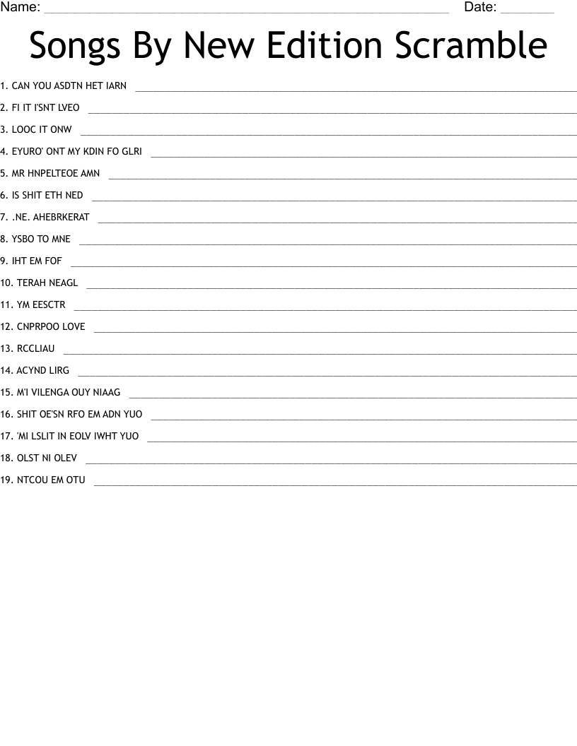 Songs By New Edition Scramble
