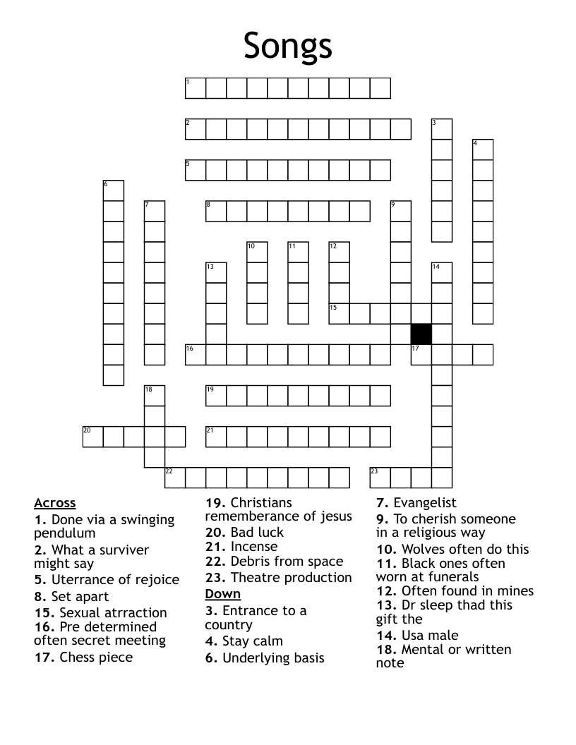 Songs  Crossword