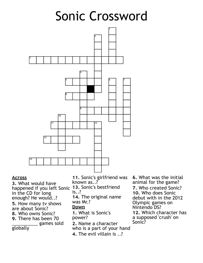 Sonic Crossword