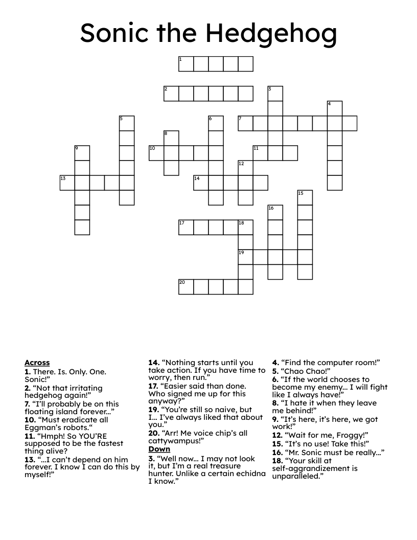 Sonic the Hedgehog Crossword