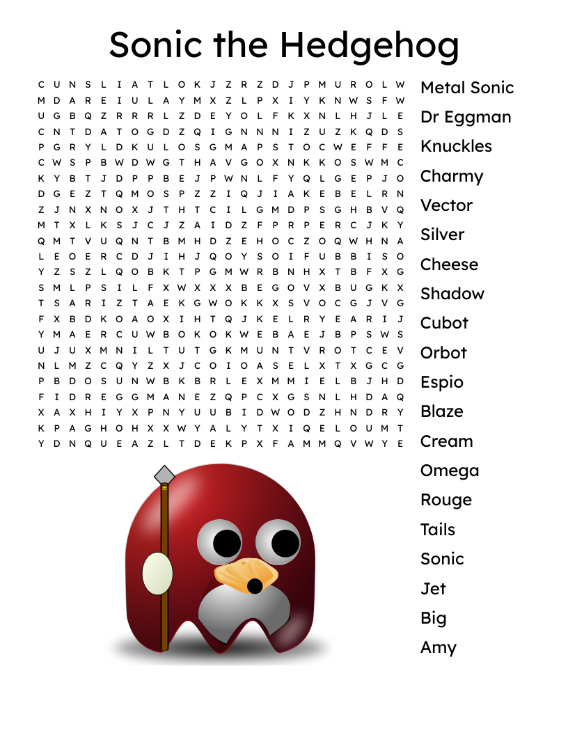 Sonic the Hedgehog Word Search