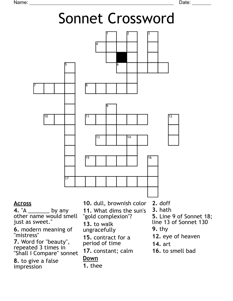 Sonnet Crossword