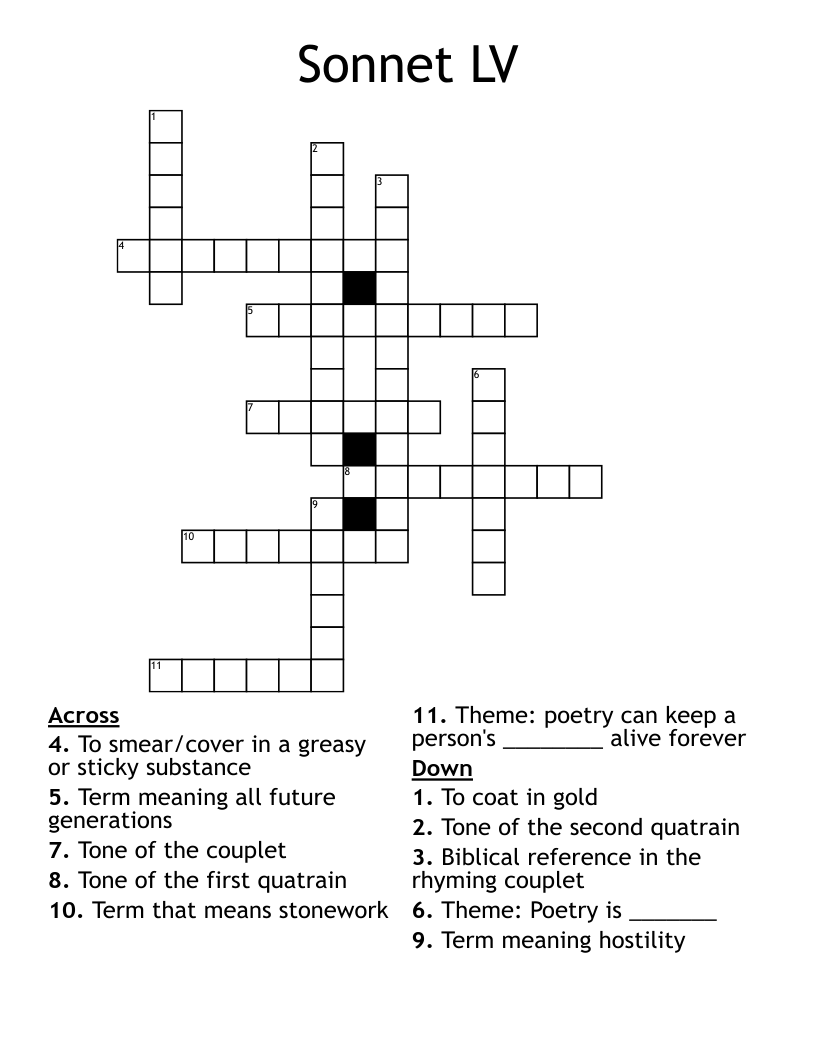 Sonnet LV Crossword