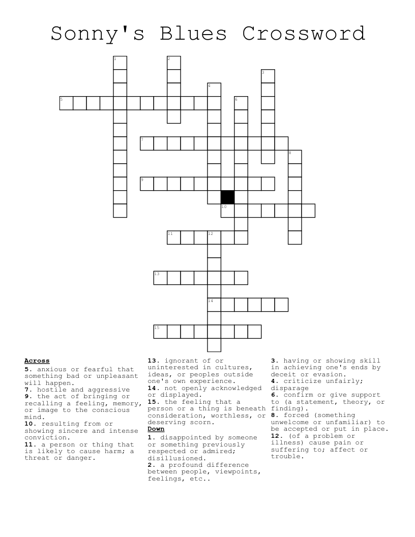 Sonny's Blues Crossword 