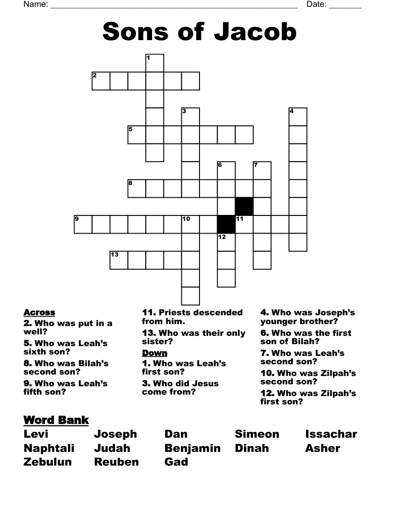 Sons of Jacob Crossword