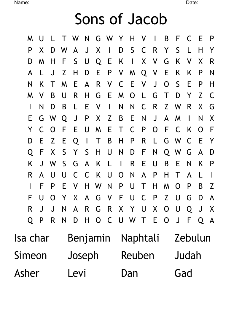 Sons of Jacob Word Search