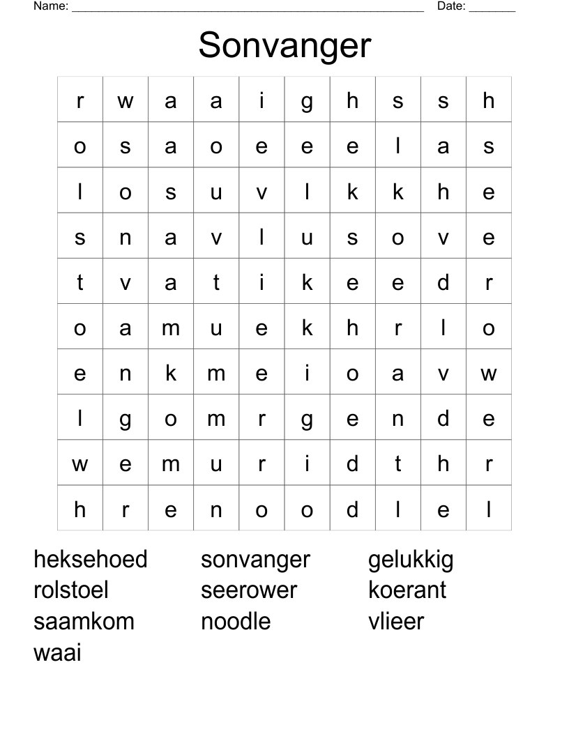 Sonvanger  Word Search