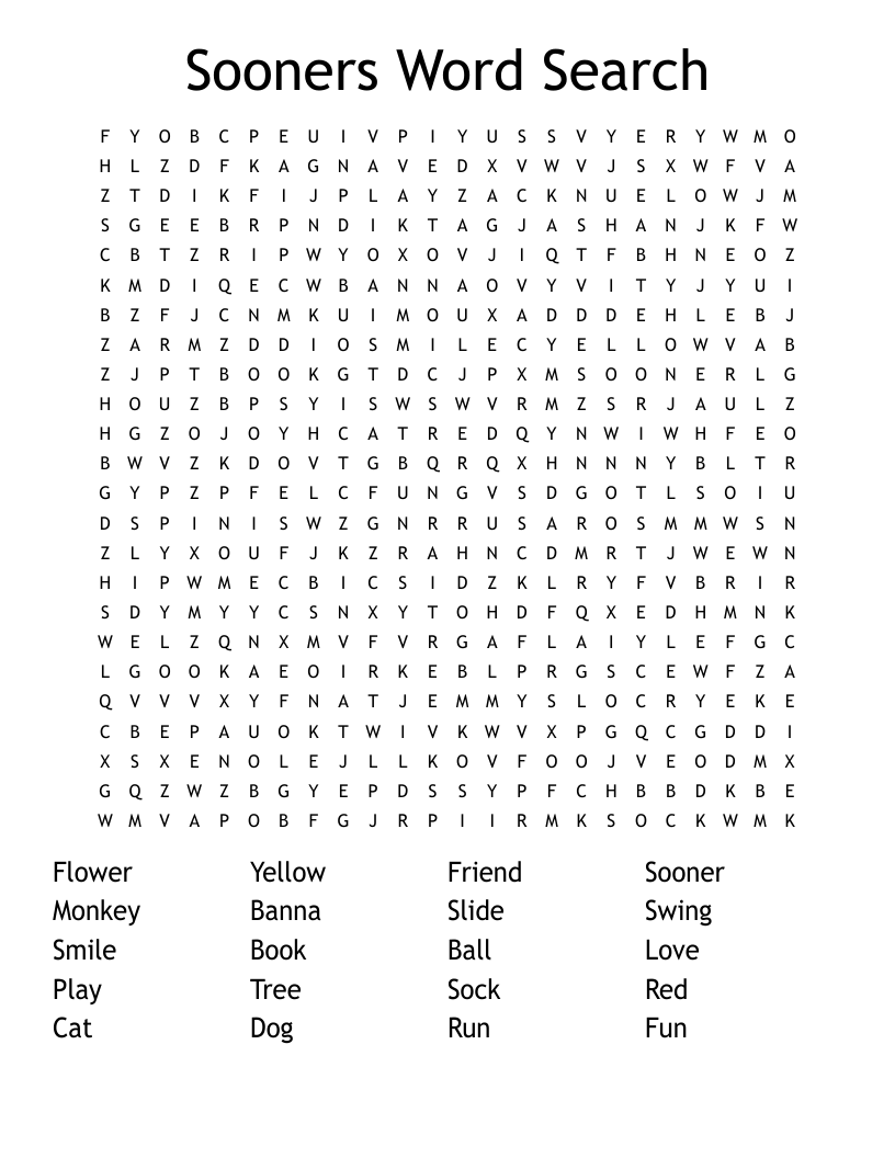 Sooners Word Search