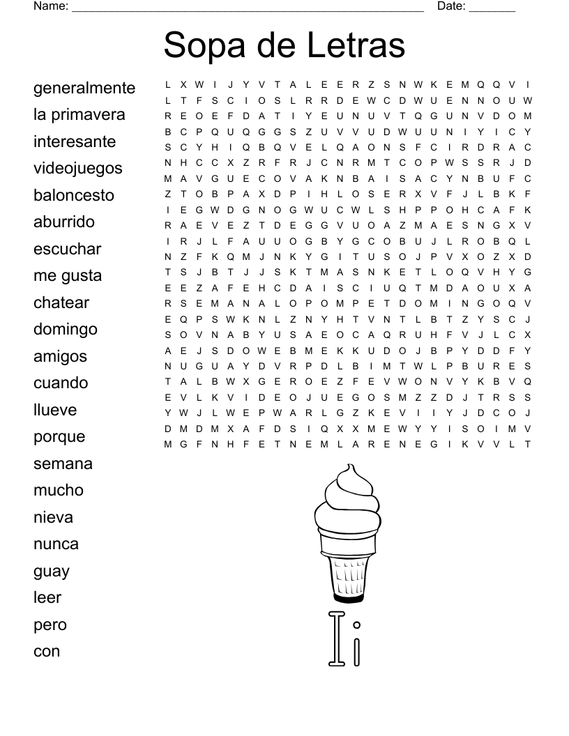 Sopa de Letras Word Search