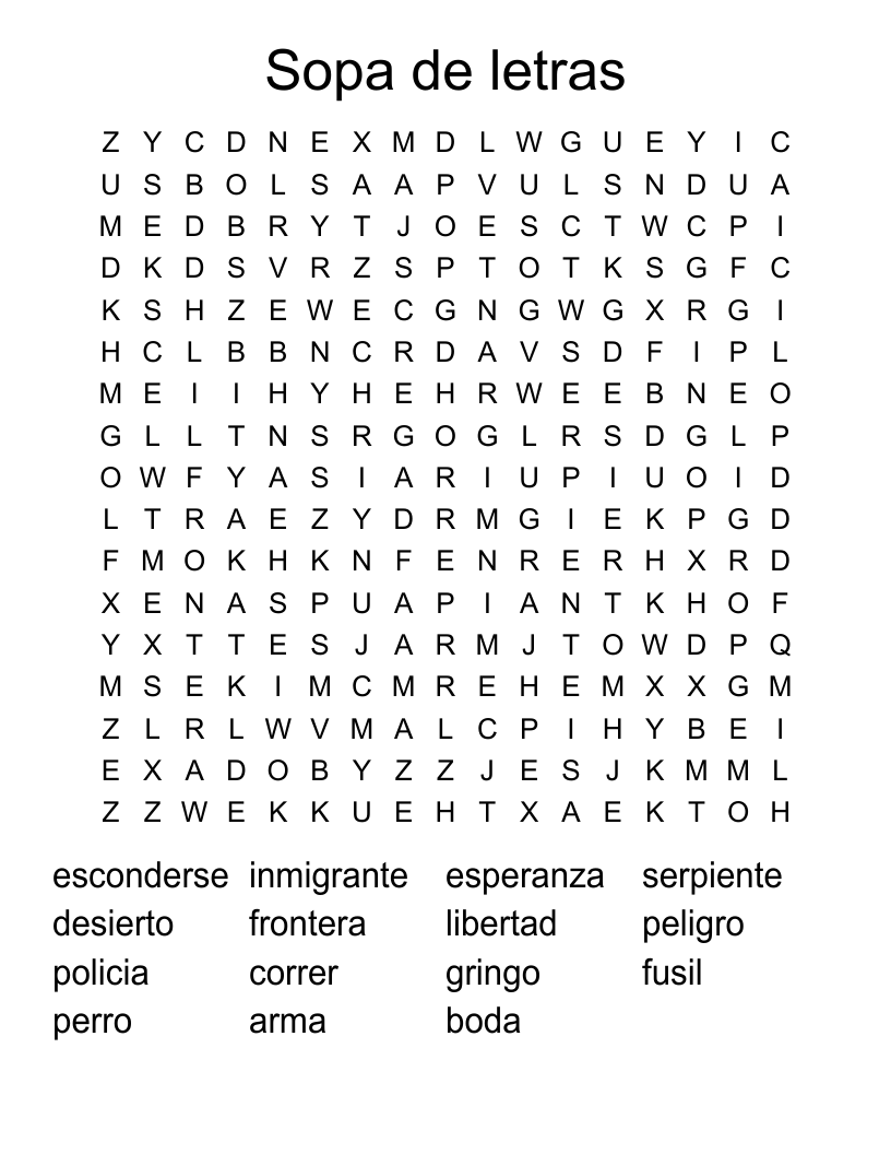 Sopa de letras Word Search