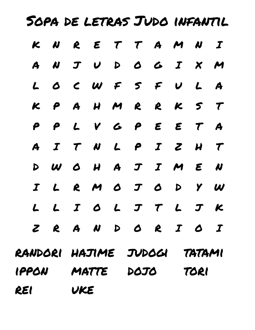 Sopa de letras Judo infantil Word Search