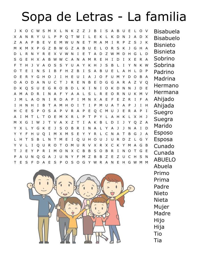 Sopa de Letras - La familia Word Search