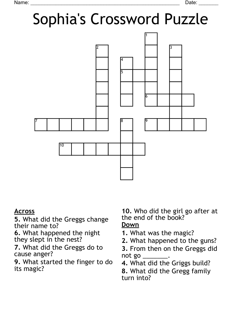 Sophia's Crossword Puzzle