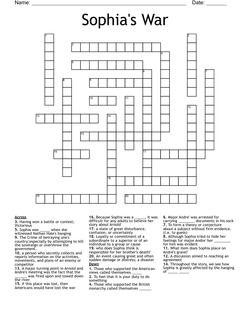 Sophia's War Crossword