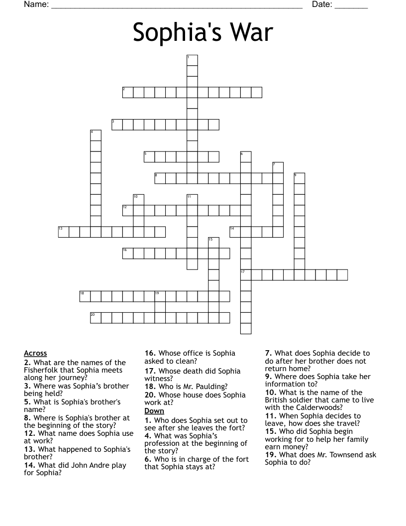 Sophia's War Crossword