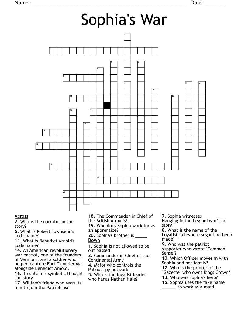 Sophia's War Crossword
