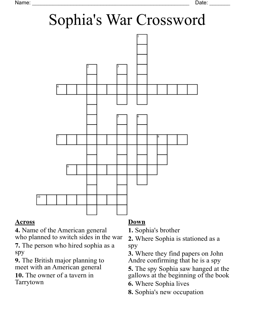 Sophia's War Crossword