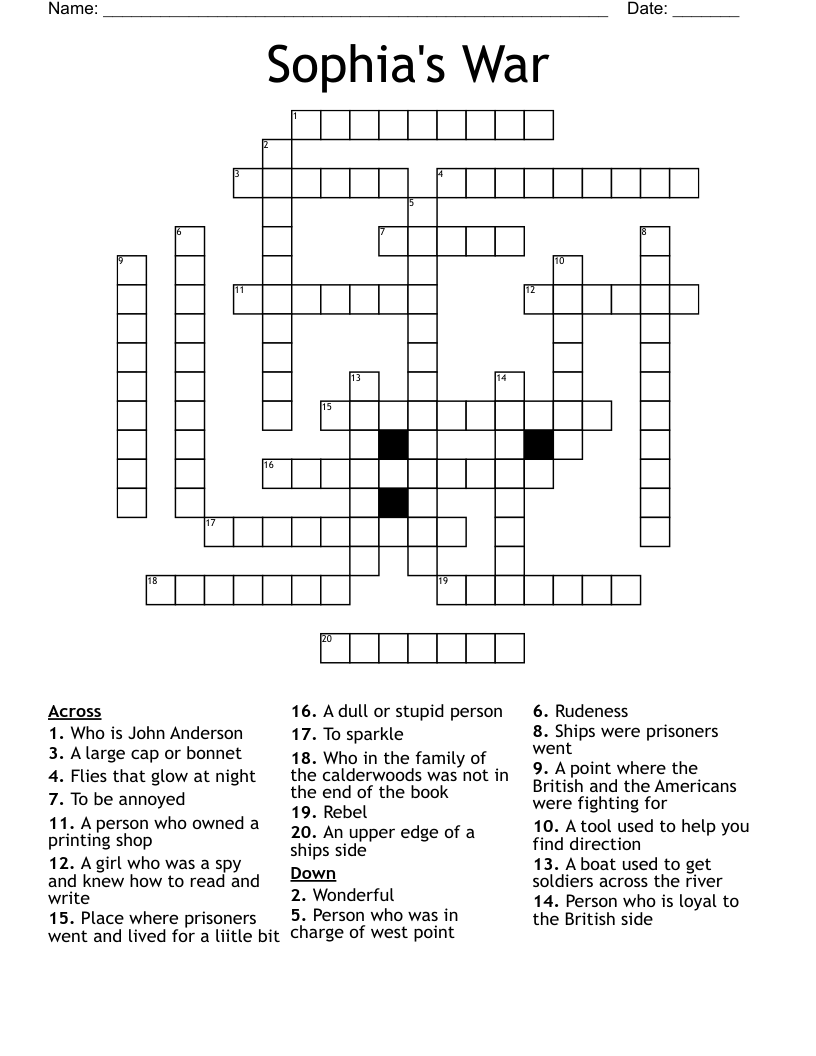 Sophia's War  Crossword