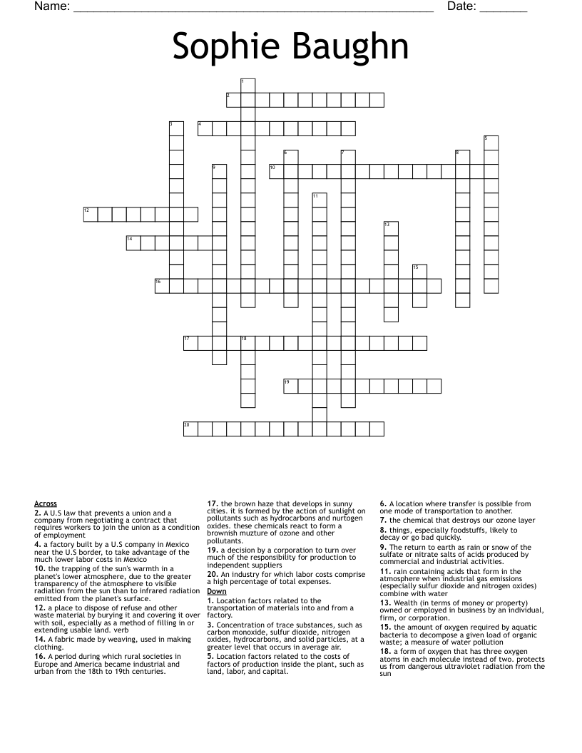 Sophie Baughn Crossword