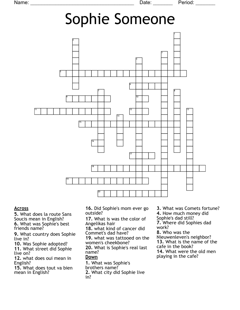 Sophie Someone  Crossword