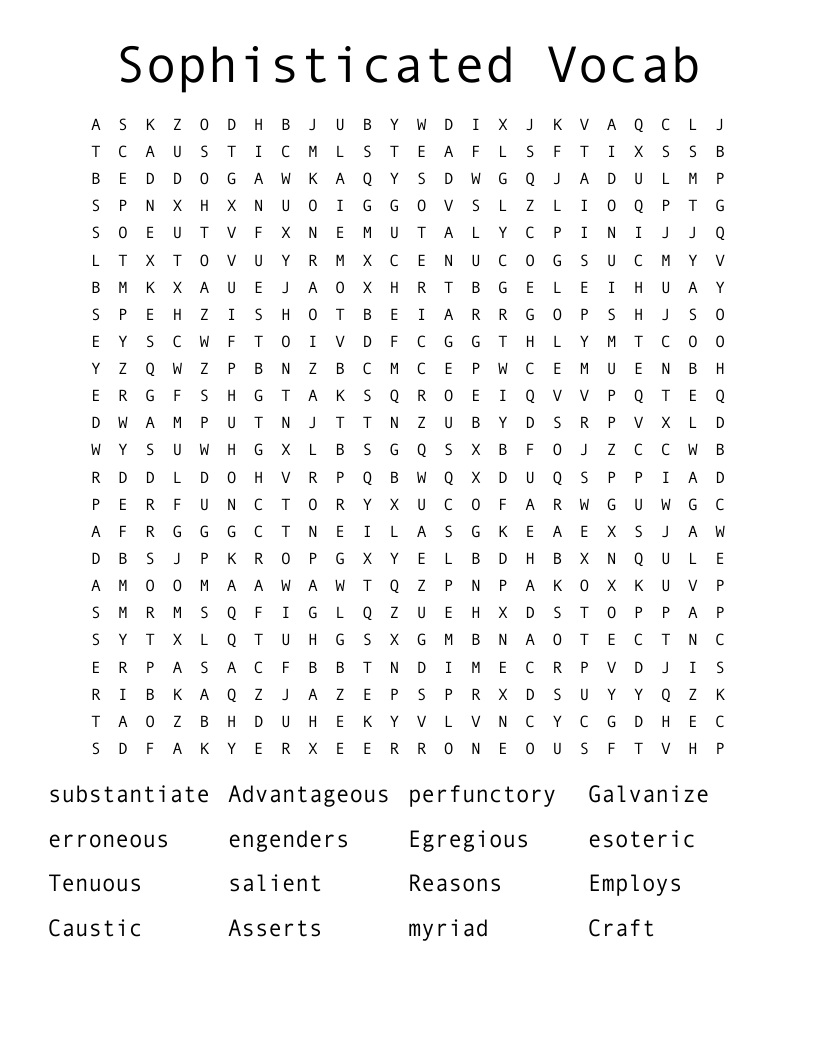Sophisticated Vocab Word Search