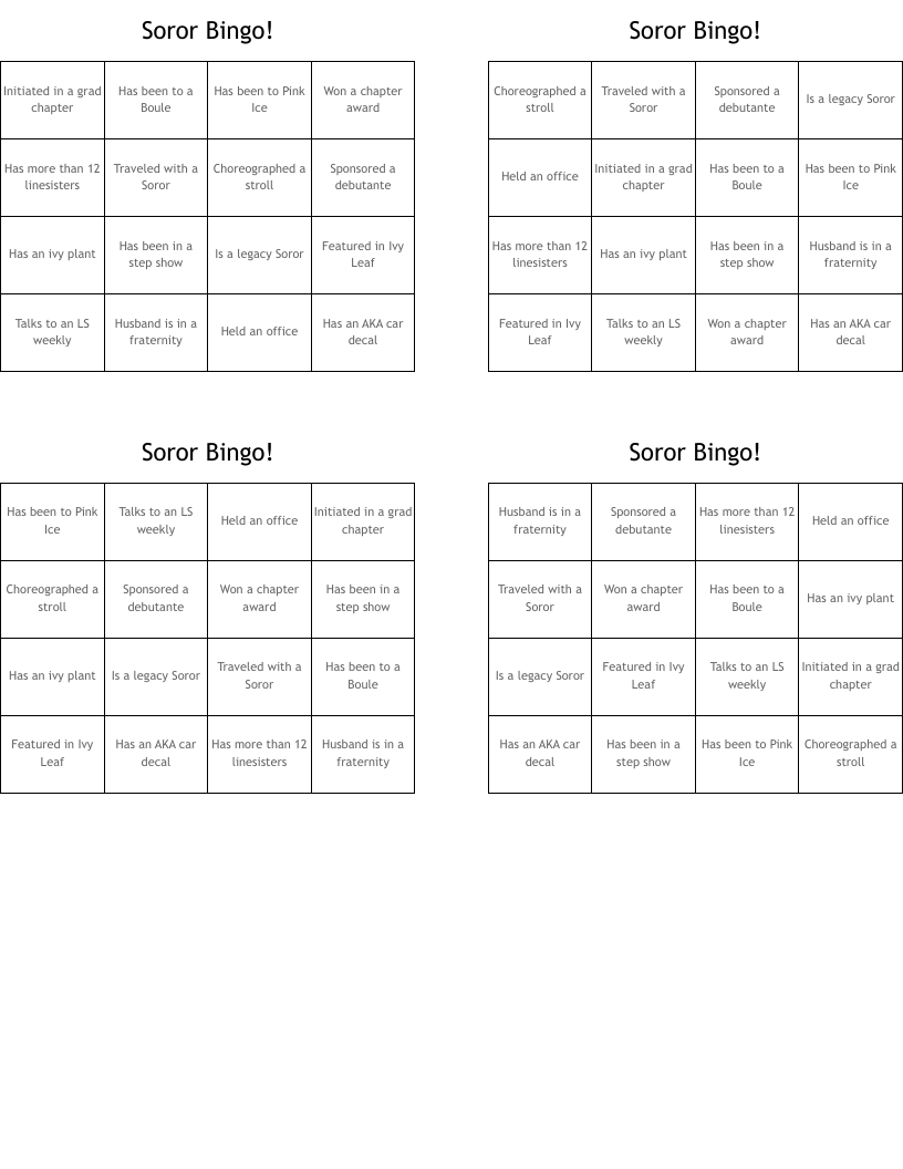 Soror Bingo! 