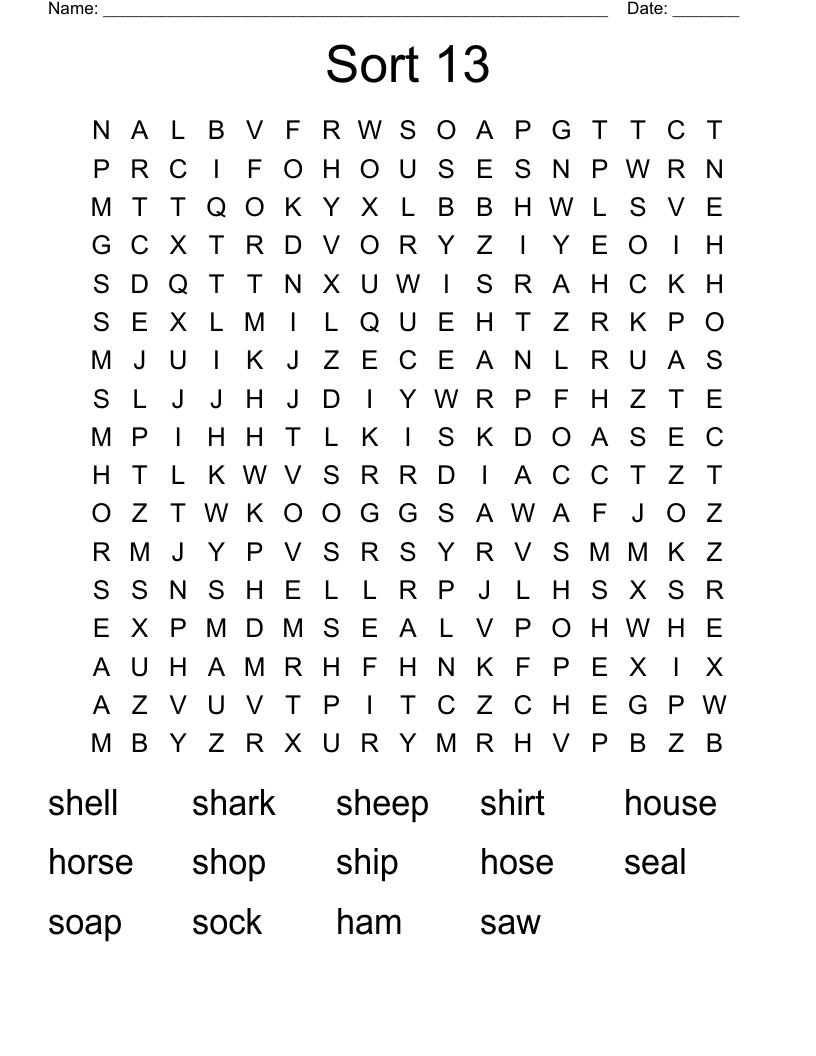 Sort 13 Word Search