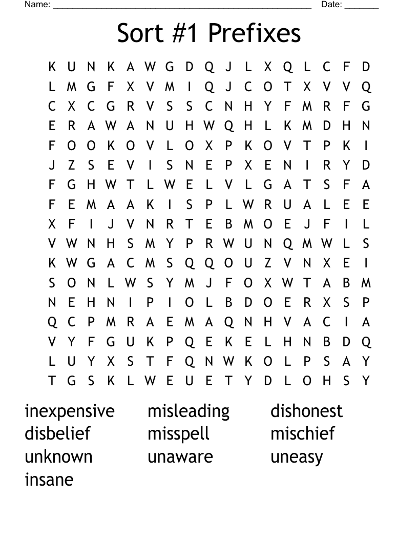 Sort #1 Prefixes Word Search