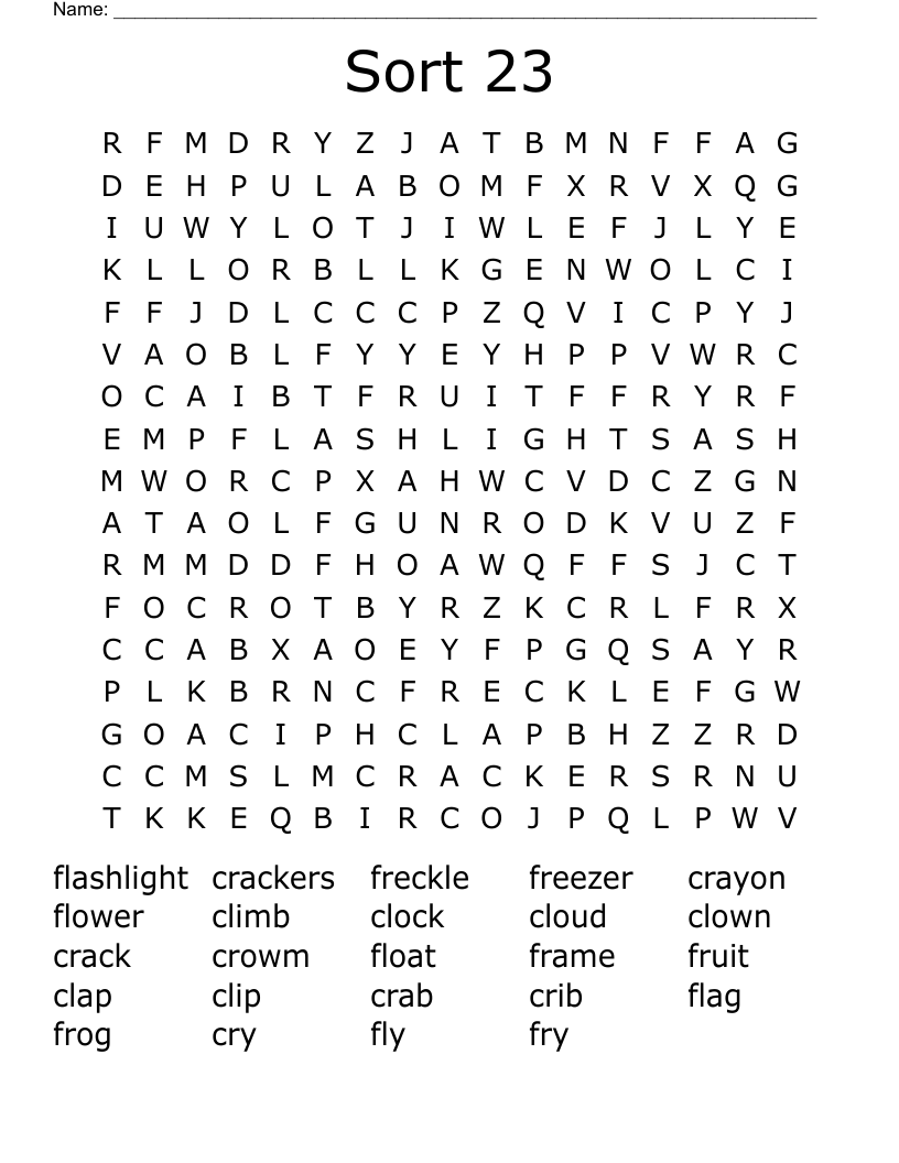 Sort 23 Word Search