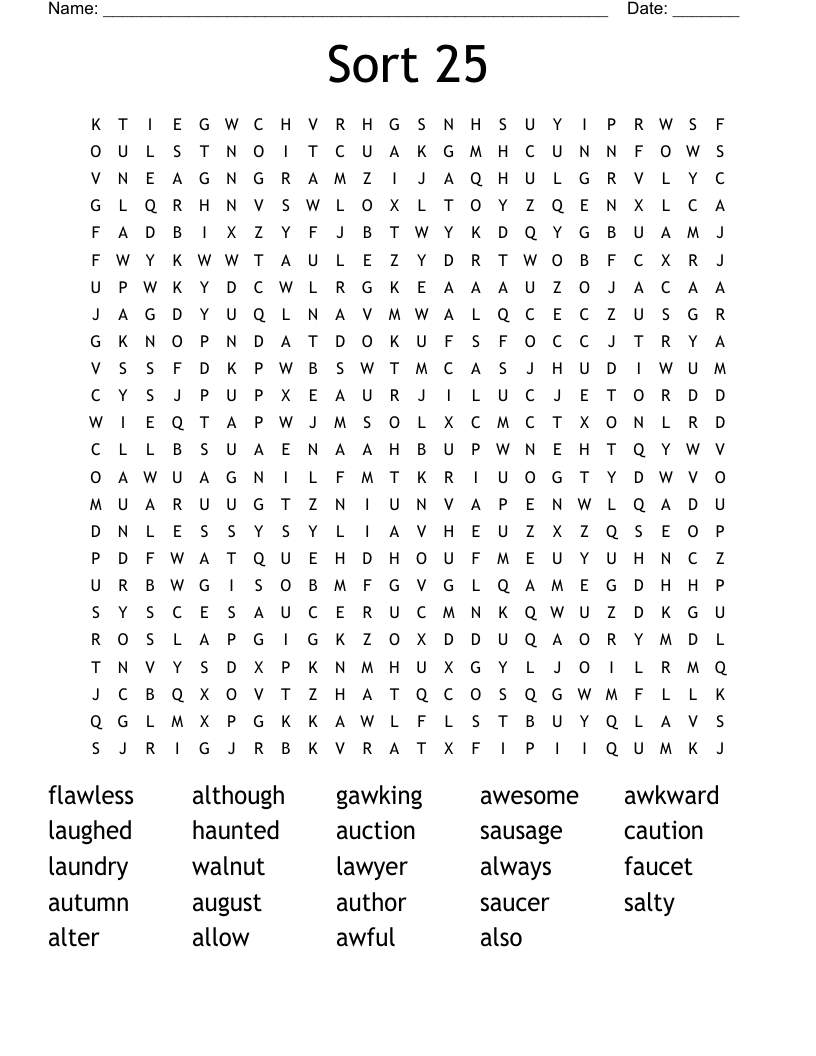 Sort 25  Word Search