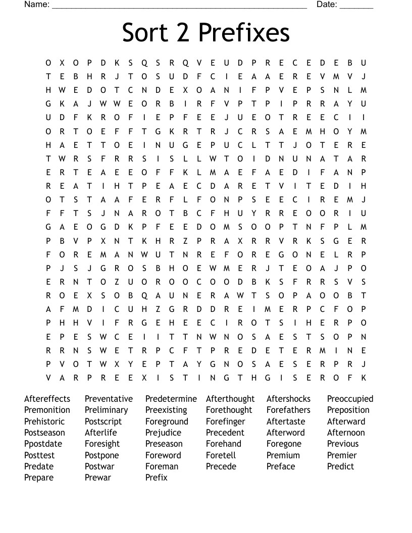 Sort 2 Prefixes  Word Search