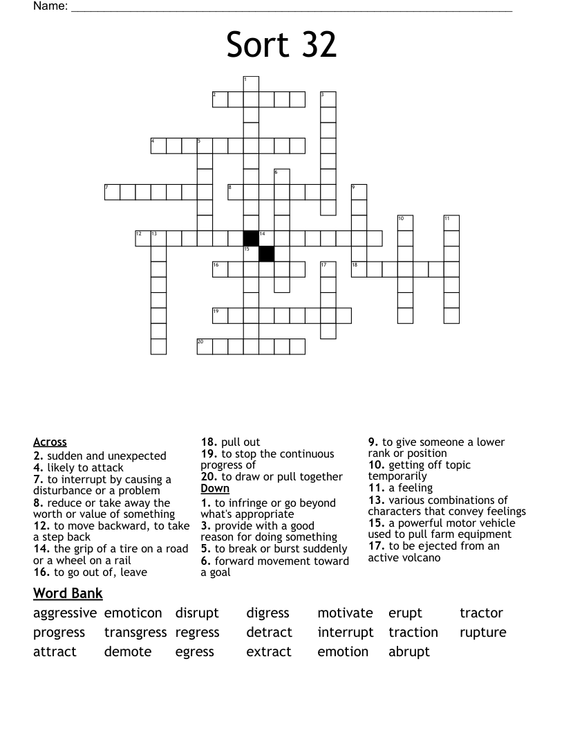 Sort 32 Crossword