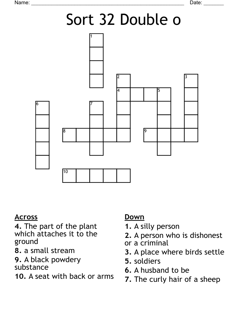 Sort 32 Double o Crossword