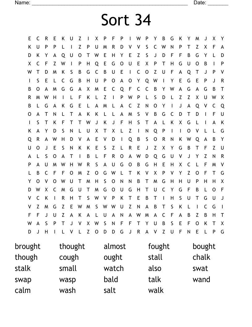 Sort 34 Word Search