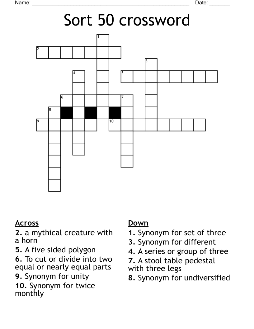 Sort 50 crossword