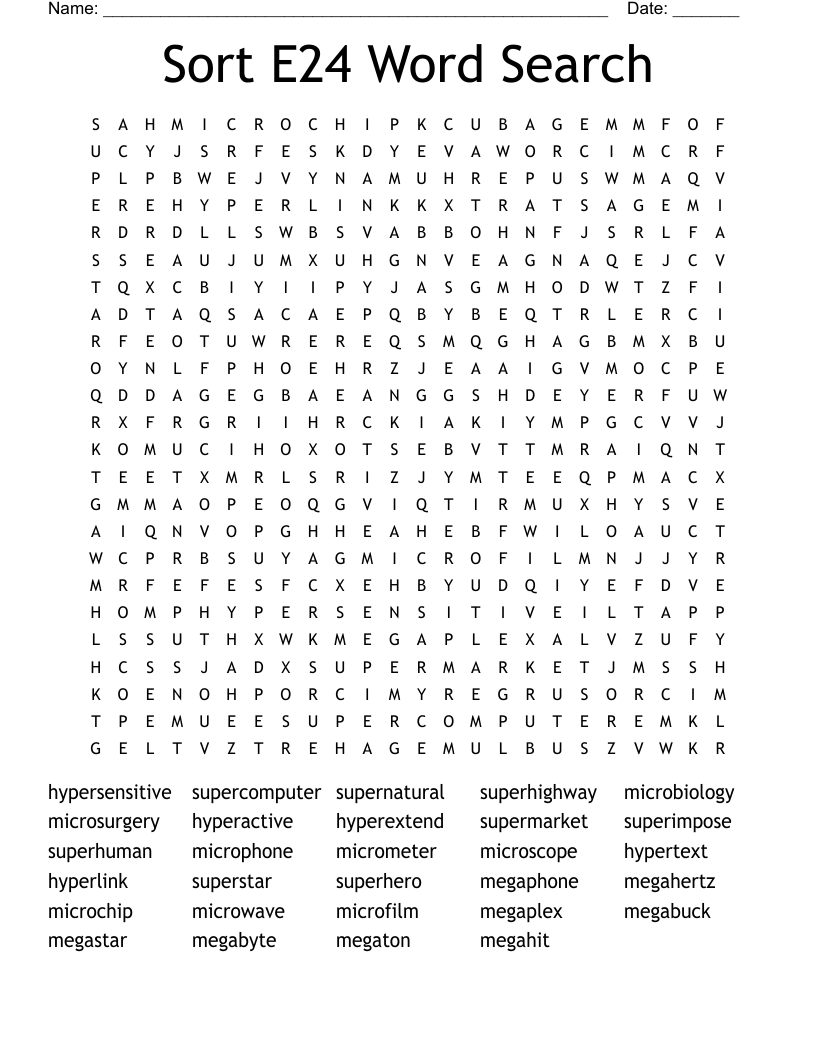 Sort E24 Word Search