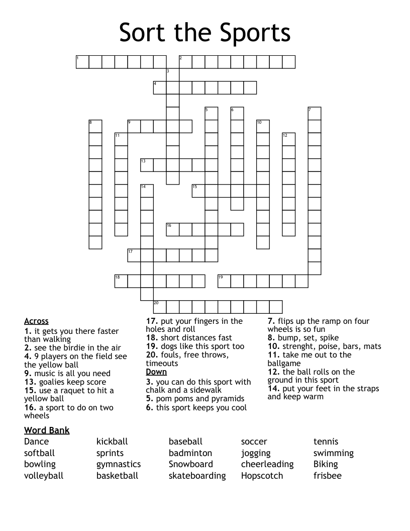 Sort the Sports Crossword