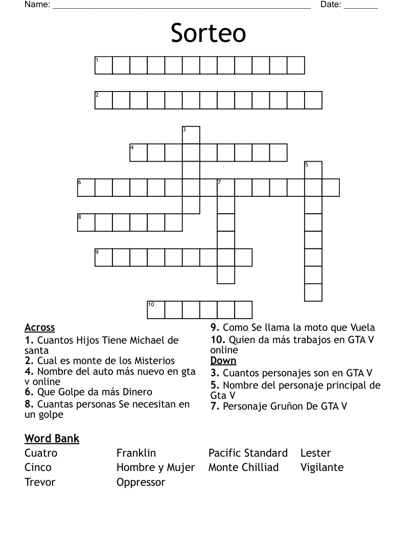 Sorteo  Crossword