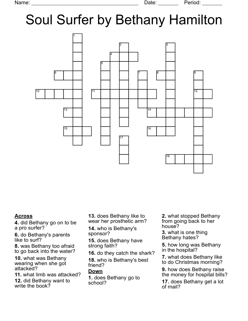 Soul Surfer by Bethany Hamilton Crossword