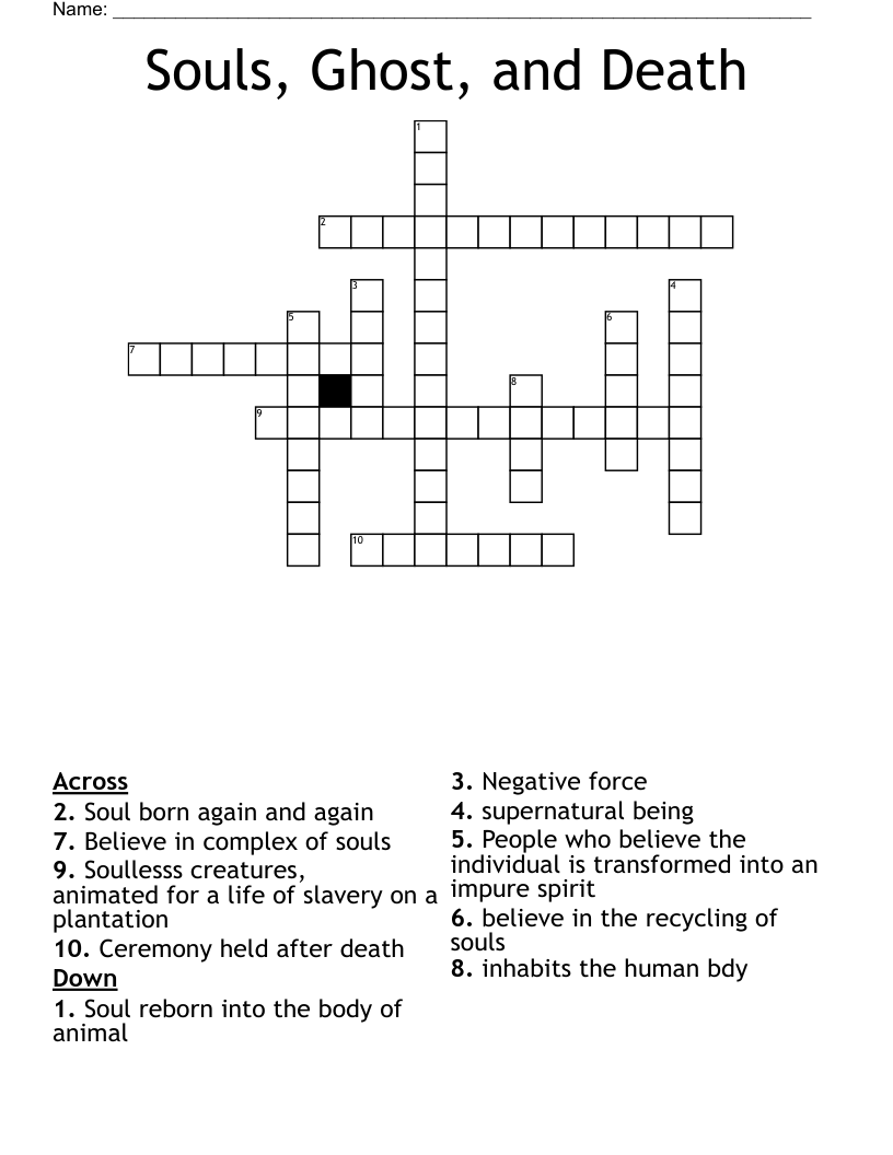 Souls, Ghost, and Death Crossword