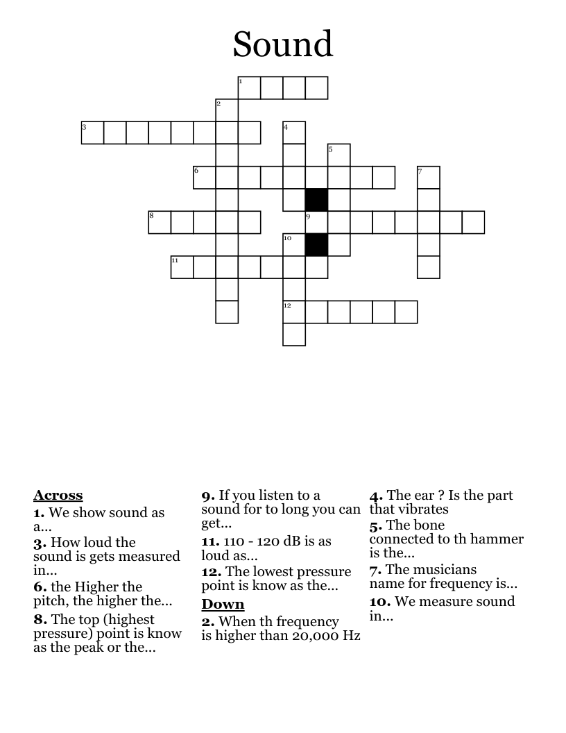 Sound Crossword