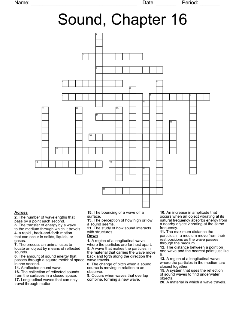 Sound, Chapter 16 Crossword