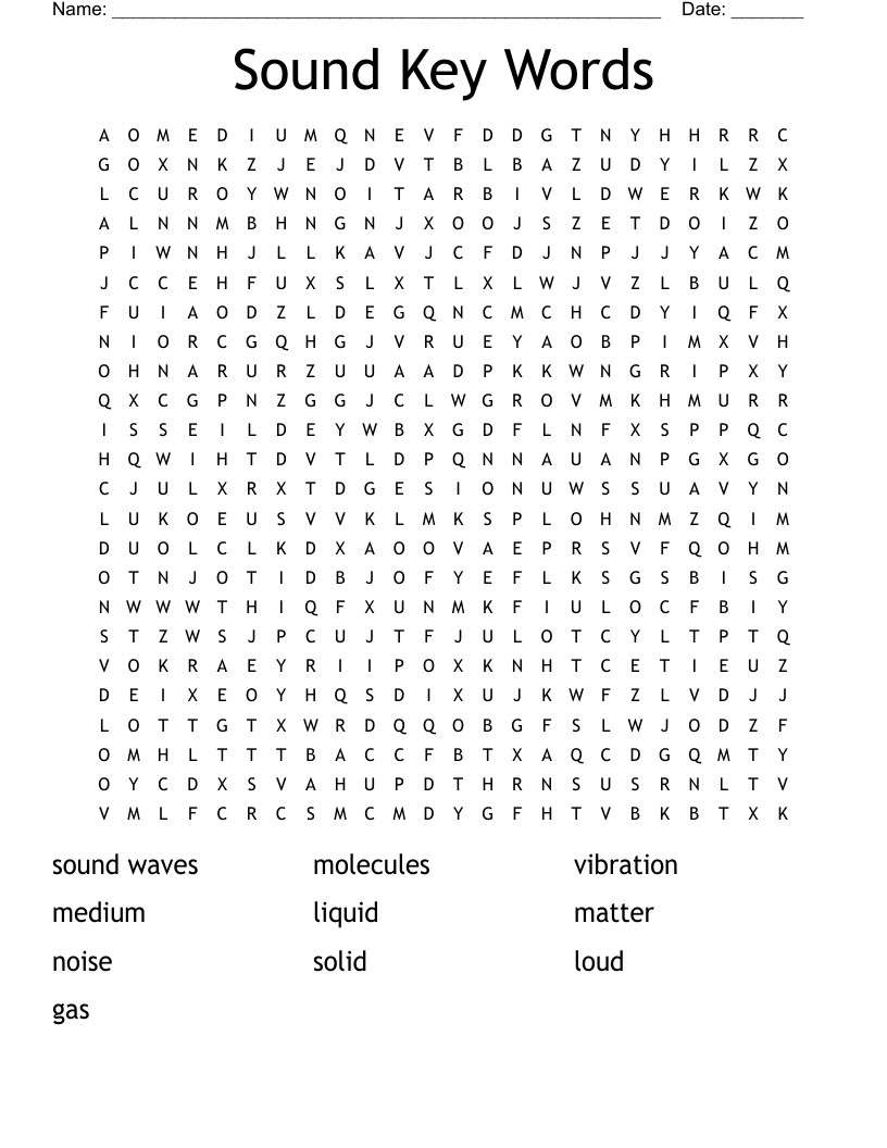 Sound Key Words Word Search