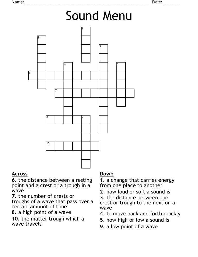 Sound Menu Crossword
