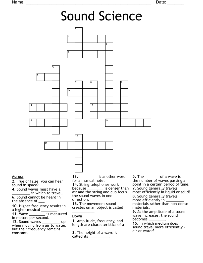 Sound Science Crossword