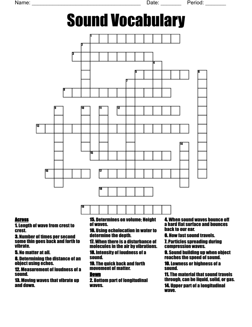 Sound Vocabulary Crossword