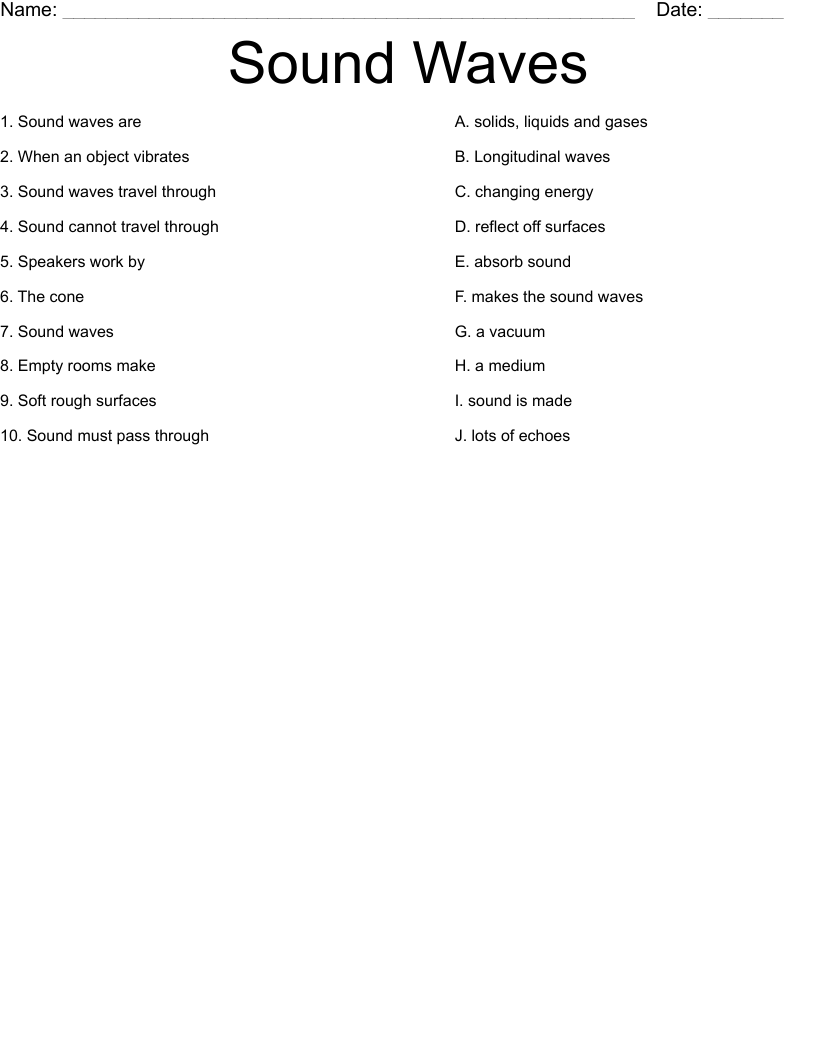 Sound Waves Worksheet