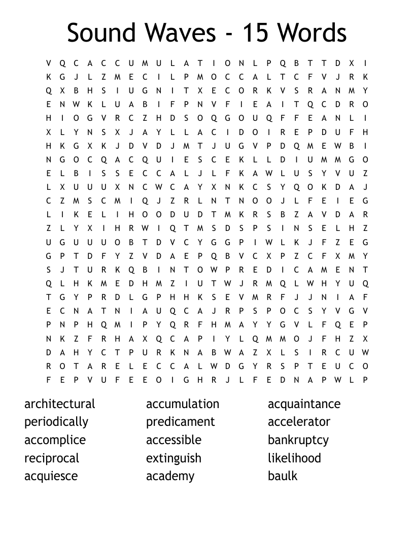 Sound Waves - 15 Words Word Search
